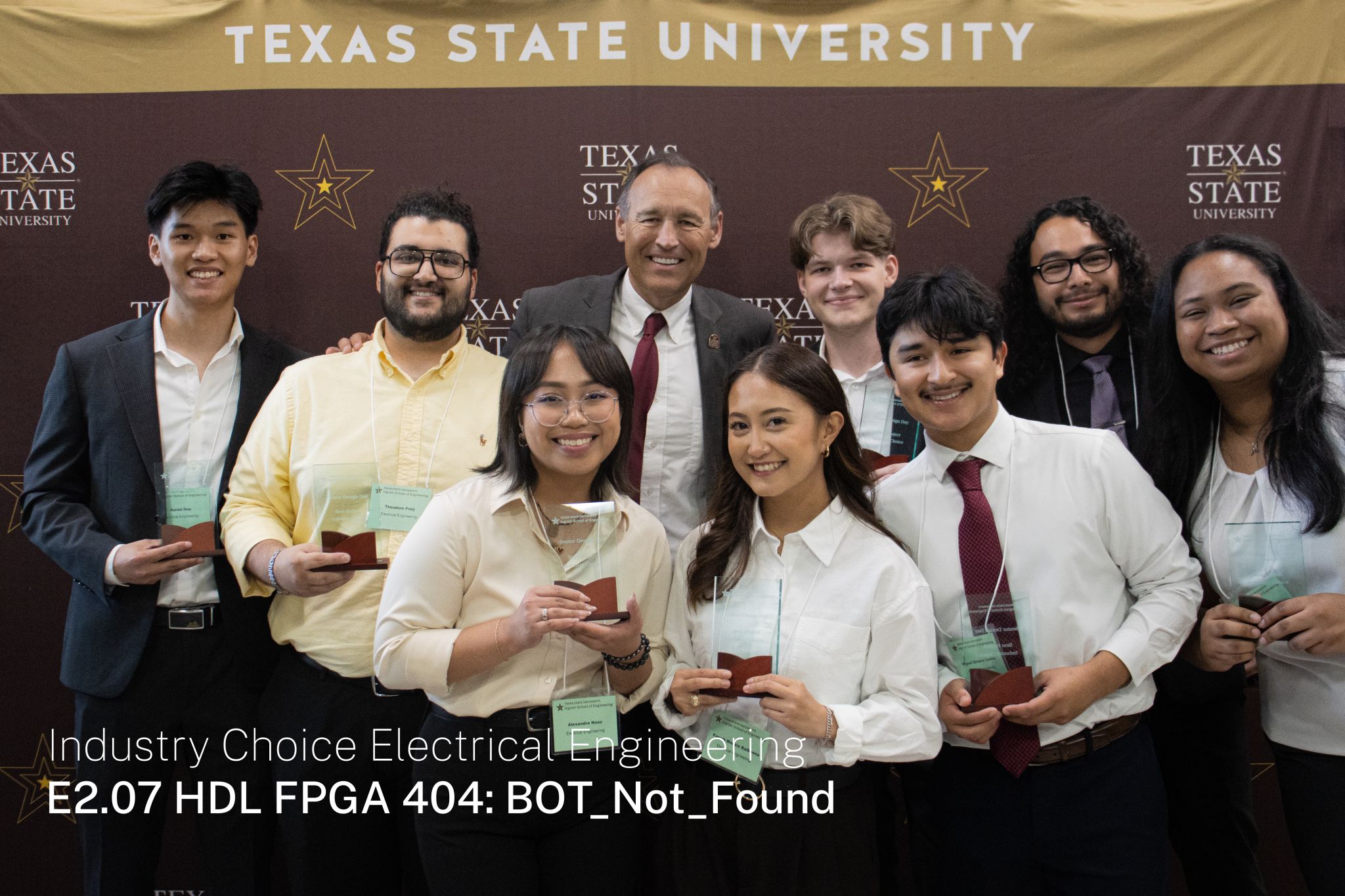 404 Bot Not Found team receiving the Industry Choice Electrical Engineering award